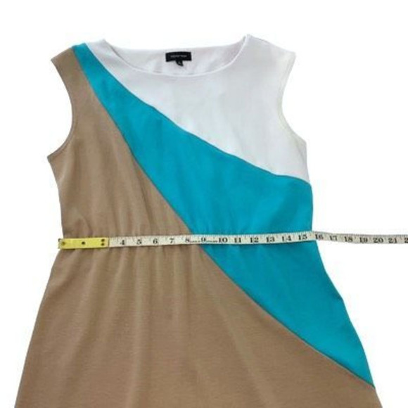 Spence Women’s Sz 12 Tan Polyester Spandex Scoop Neck Sleeveless Shift Dress - Picture 9 of 12